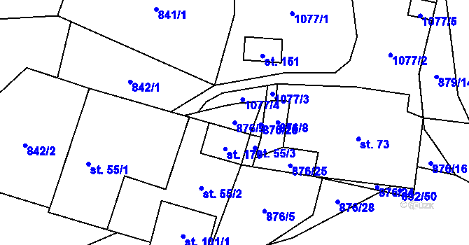 Parcela st. 876/9 v KÚ Dolní Pěna, Katastrální mapa