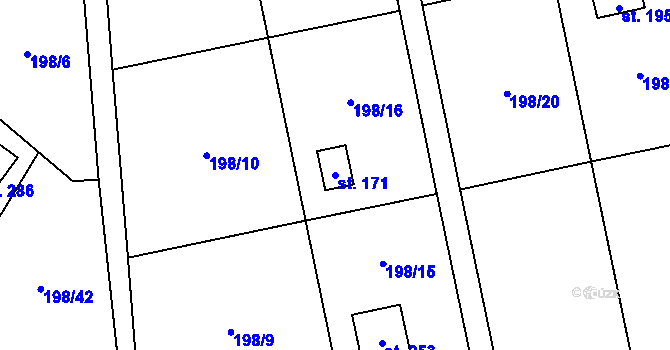 Parcela st. 171 v KÚ Dolní Pěna, Katastrální mapa