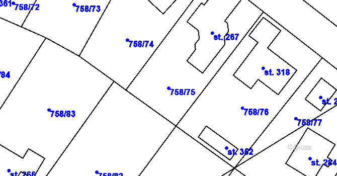Parcela st. 758/75 v KÚ Dolní Pěna, Katastrální mapa