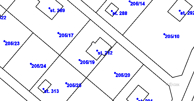 Parcela st. 212 v KÚ Dolní Pěna, Katastrální mapa