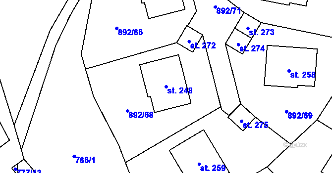 Parcela st. 248 v KÚ Dolní Pěna, Katastrální mapa