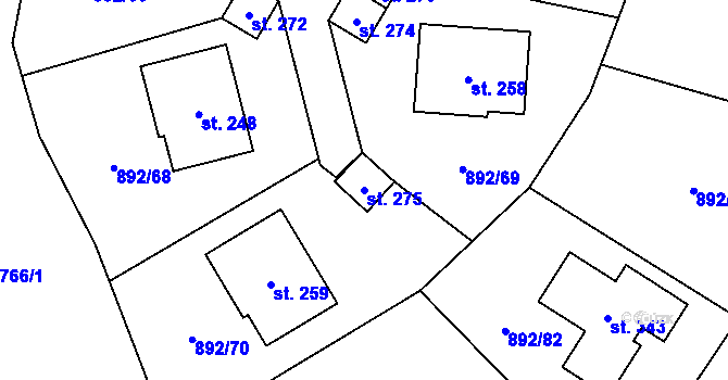 Parcela st. 275 v KÚ Dolní Pěna, Katastrální mapa