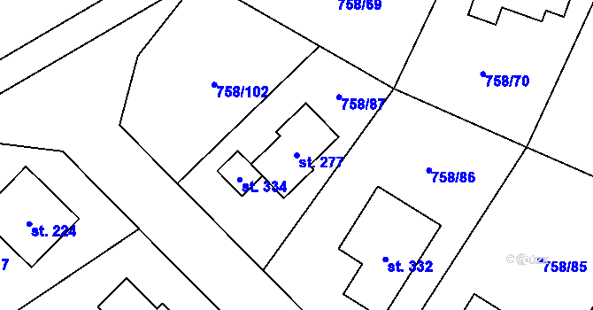 Parcela st. 277 v KÚ Dolní Pěna, Katastrální mapa