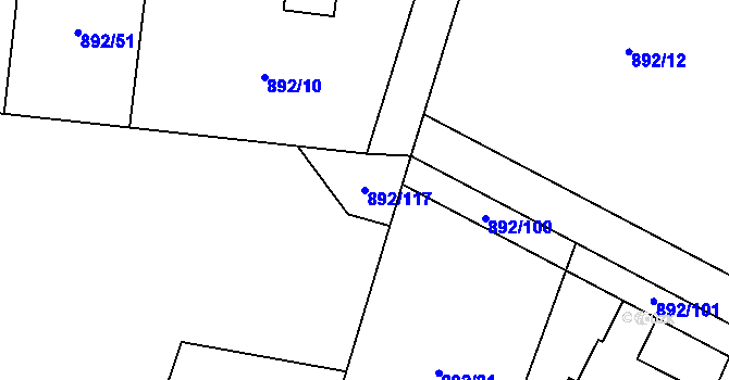 Parcela st. 892/117 v KÚ Dolní Pěna, Katastrální mapa