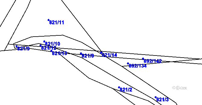 Parcela st. 821/14 v KÚ Dolní Pěna, Katastrální mapa