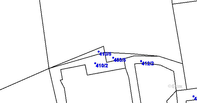 Parcela st. 410/5 v KÚ Dolní Pěna, Katastrální mapa