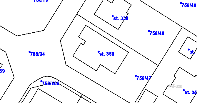 Parcela st. 350 v KÚ Dolní Pěna, Katastrální mapa