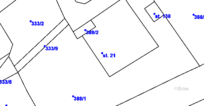 Parcela st. 21 v KÚ Horní Pěna, Katastrální mapa