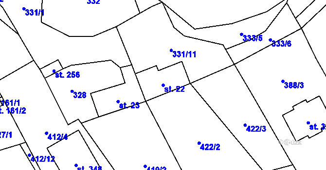 Parcela st. 22 v KÚ Horní Pěna, Katastrální mapa