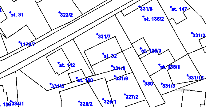 Parcela st. 32 v KÚ Horní Pěna, Katastrální mapa