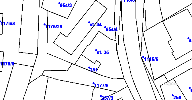 Parcela st. 35 v KÚ Horní Pěna, Katastrální mapa