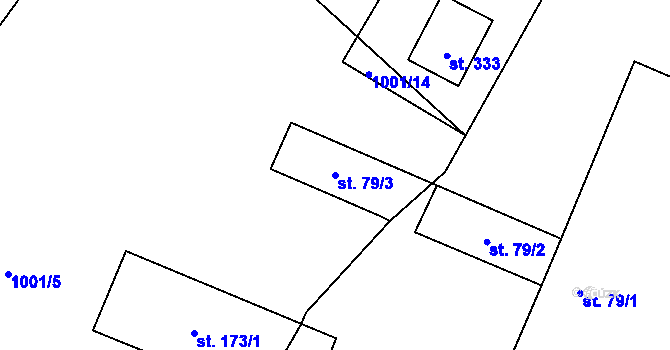 Parcela st. 79/3 v KÚ Horní Pěna, Katastrální mapa