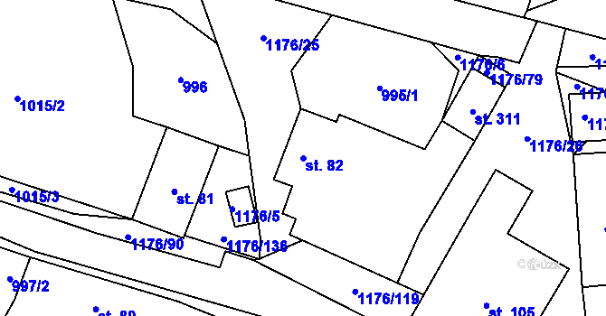 Parcela st. 82 v KÚ Horní Pěna, Katastrální mapa