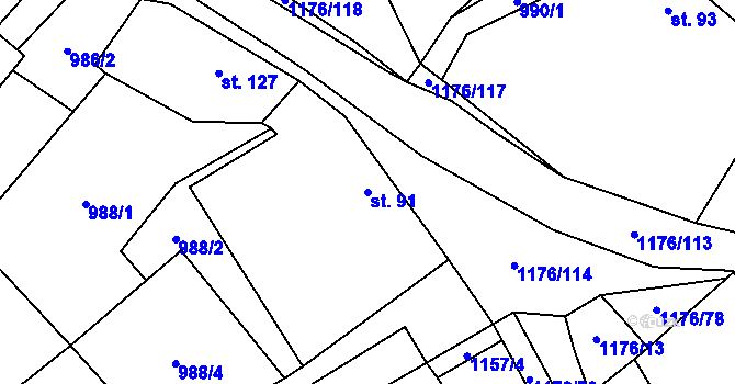 Parcela st. 91 v KÚ Horní Pěna, Katastrální mapa