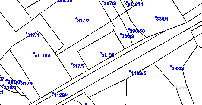Parcela st. 99 v KÚ Horní Pěna, Katastrální mapa