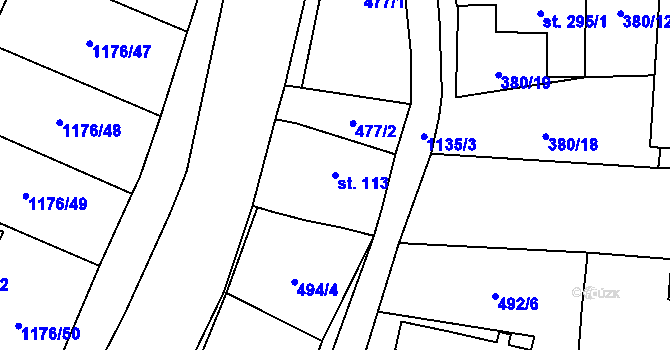 Parcela st. 113 v KÚ Horní Pěna, Katastrální mapa