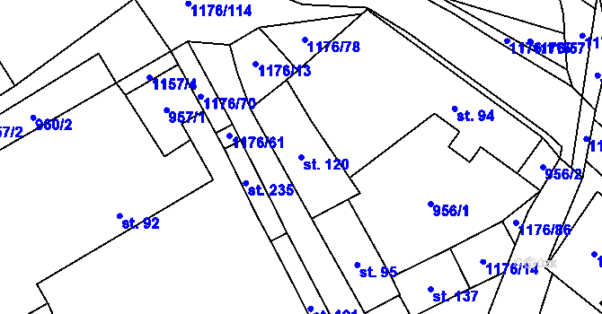 Parcela st. 120 v KÚ Horní Pěna, Katastrální mapa