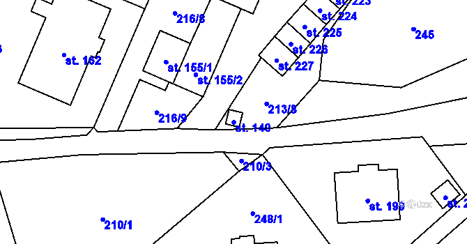 Parcela st. 140 v KÚ Horní Pěna, Katastrální mapa