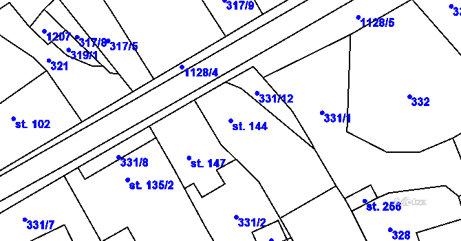 Parcela st. 144 v KÚ Horní Pěna, Katastrální mapa