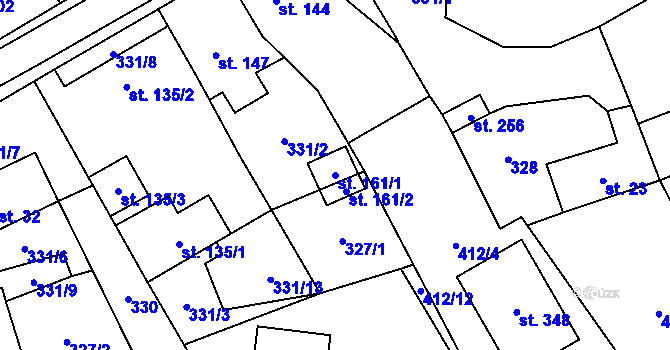 Parcela st. 161/1 v KÚ Horní Pěna, Katastrální mapa