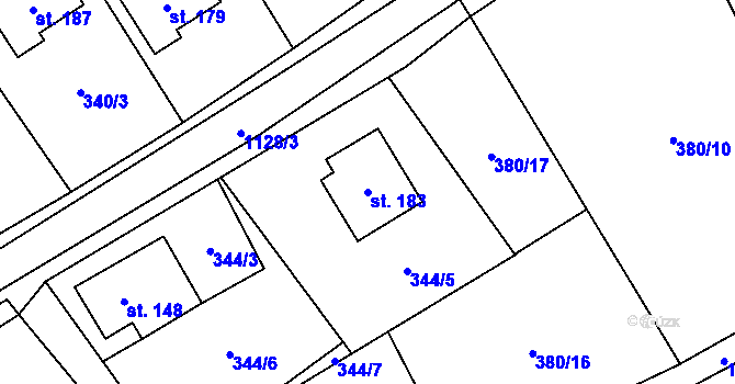 Parcela st. 183 v KÚ Horní Pěna, Katastrální mapa