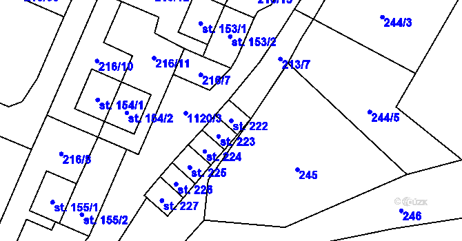 Parcela st. 222 v KÚ Horní Pěna, Katastrální mapa