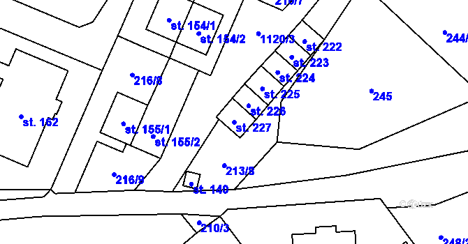 Parcela st. 227 v KÚ Horní Pěna, Katastrální mapa