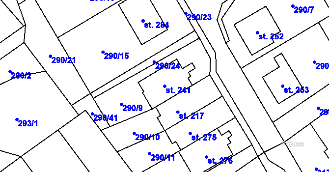 Parcela st. 241 v KÚ Horní Pěna, Katastrální mapa