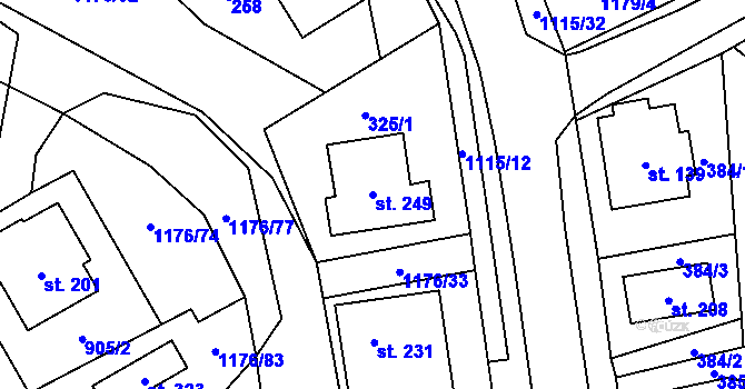 Parcela st. 249 v KÚ Horní Pěna, Katastrální mapa
