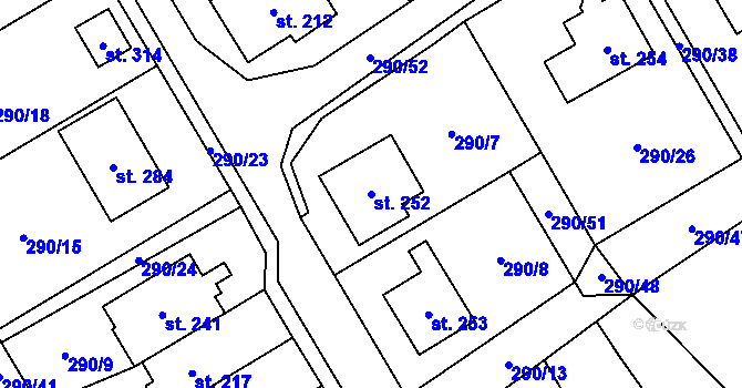 Parcela st. 252 v KÚ Horní Pěna, Katastrální mapa