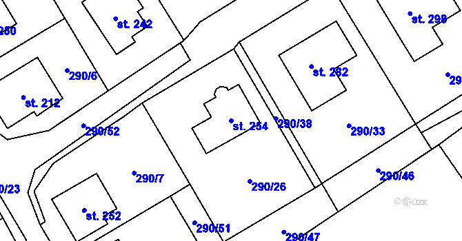 Parcela st. 254 v KÚ Horní Pěna, Katastrální mapa