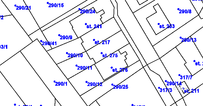 Parcela st. 275 v KÚ Horní Pěna, Katastrální mapa