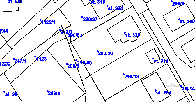Parcela st. 290/20 v KÚ Horní Pěna, Katastrální mapa