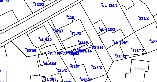 Parcela st. 331/6 v KÚ Horní Pěna, Katastrální mapa