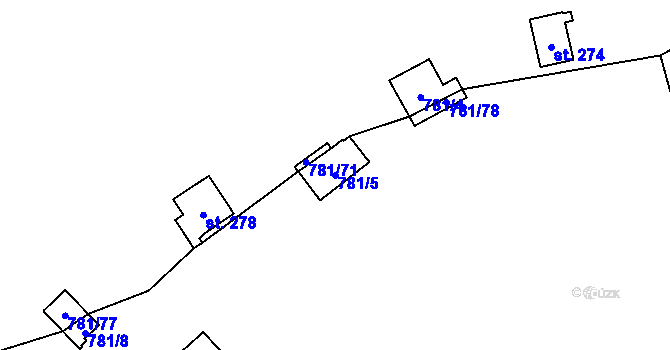 Parcela st. 781/5 v KÚ Horní Pěna, Katastrální mapa