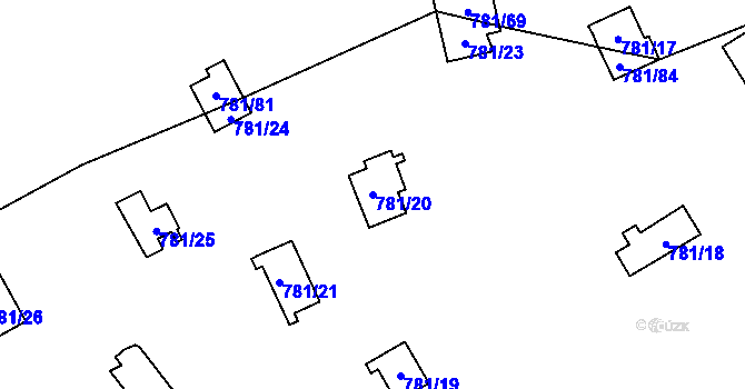 Parcela st. 781/20 v KÚ Horní Pěna, Katastrální mapa