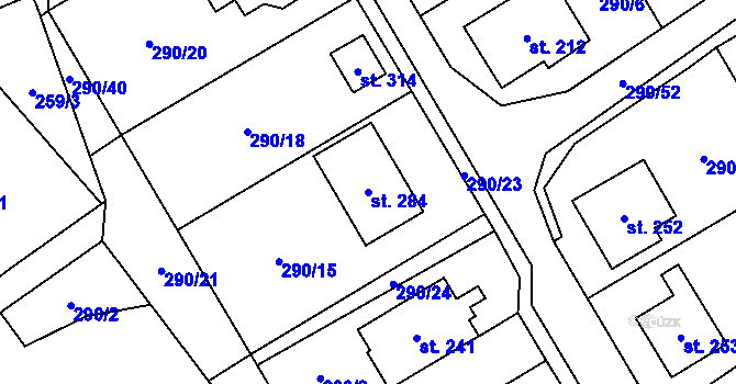 Parcela st. 284 v KÚ Horní Pěna, Katastrální mapa