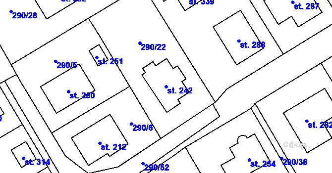 Parcela st. 242 v KÚ Horní Pěna, Katastrální mapa