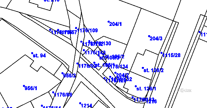 Parcela st. 106/2 v KÚ Horní Pěna, Katastrální mapa