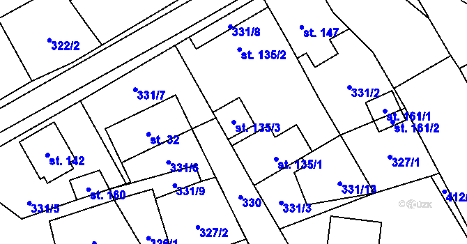 Parcela st. 135/3 v KÚ Horní Pěna, Katastrální mapa