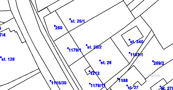 Parcela st. 25/2 v KÚ Horní Pěna, Katastrální mapa