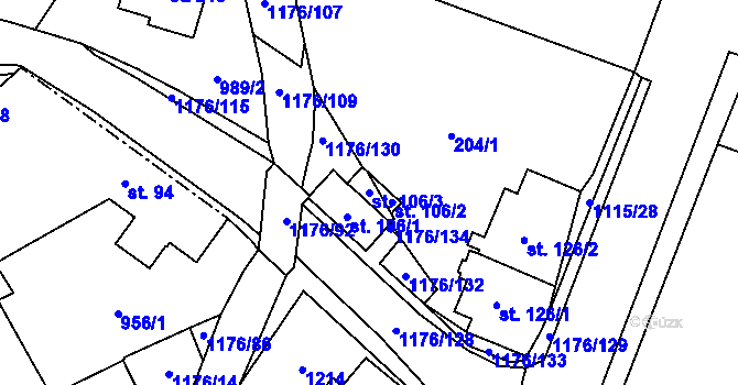 Parcela st. 106/3 v KÚ Horní Pěna, Katastrální mapa