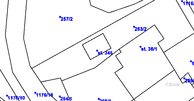 Parcela st. 345 v KÚ Horní Pěna, Katastrální mapa