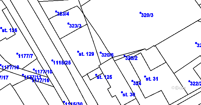 Parcela st. 320/6 v KÚ Horní Pěna, Katastrální mapa