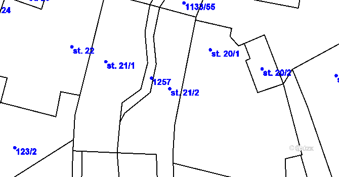 Parcela st. 21/2 v KÚ Malíkov nad Nežárkou, Katastrální mapa