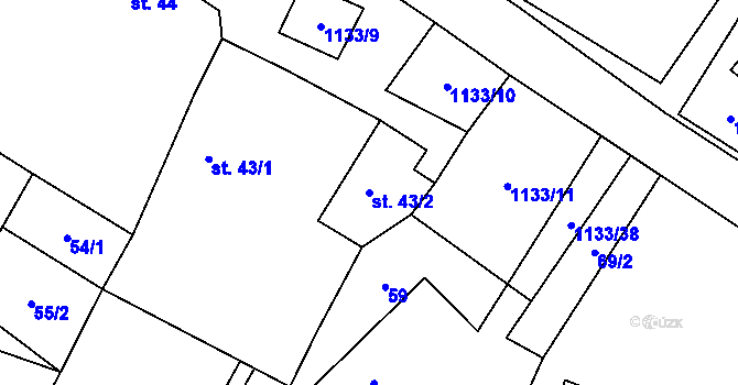 Parcela st. 43/2 v KÚ Malíkov nad Nežárkou, Katastrální mapa