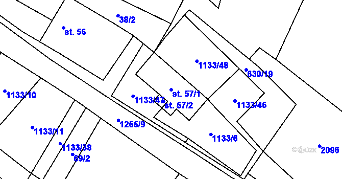 Parcela st. 57/1 v KÚ Malíkov nad Nežárkou, Katastrální mapa