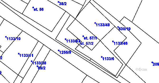 Parcela st. 57/2 v KÚ Malíkov nad Nežárkou, Katastrální mapa