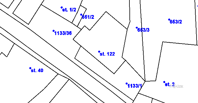 Parcela st. 122 v KÚ Malíkov nad Nežárkou, Katastrální mapa