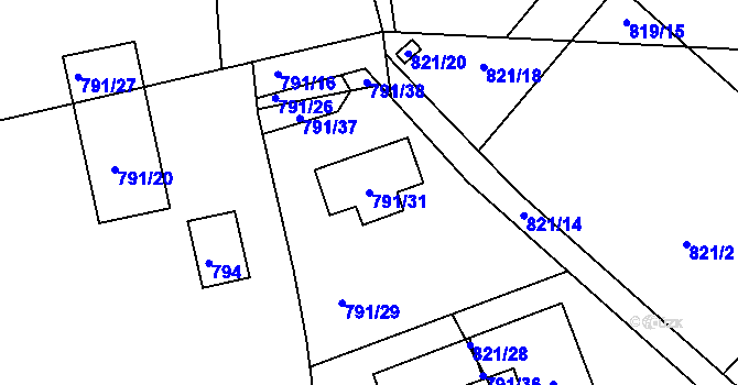 Parcela st. 791/31 v KÚ Horní Planá, Katastrální mapa